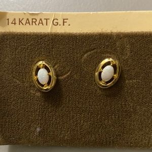 14 karat gold filled opal earrings